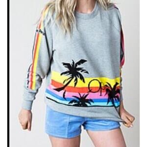 Vintage OP Ocean Pacific Sweatshirt Women's Small Gray Graphic Print Long Sleeve